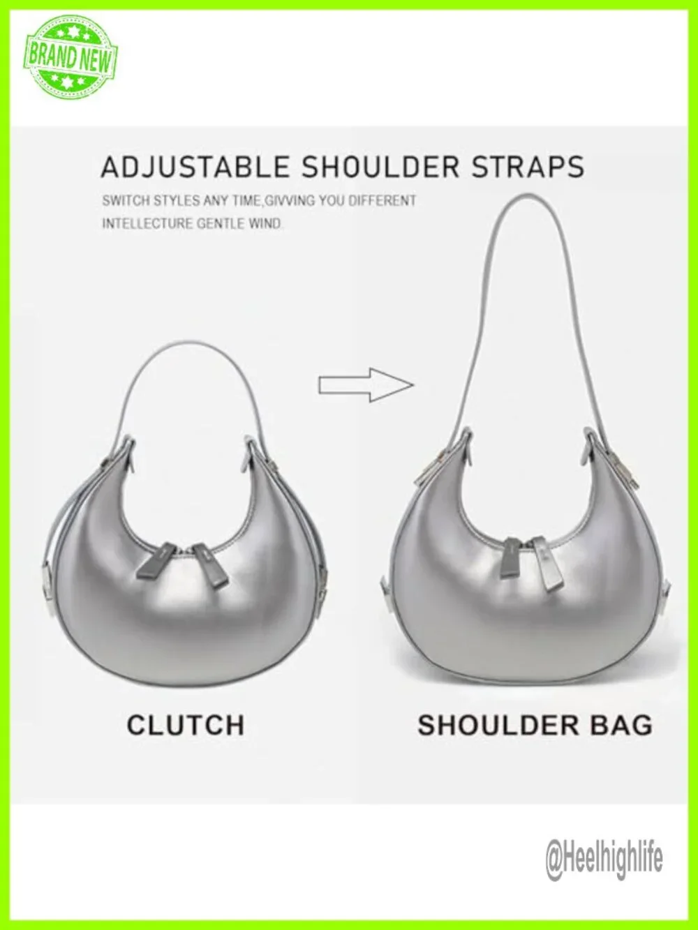 PU Leather Hobo Handbag with Adjustable Strap, Small Shoulder Bag